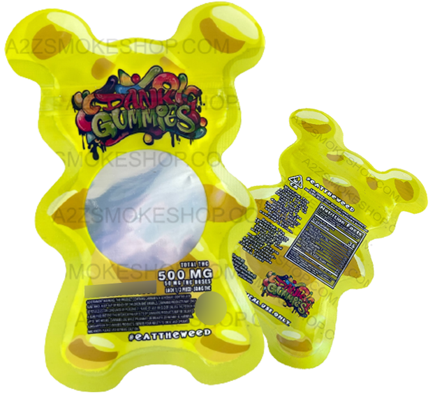 Dank Gummies Cut out 500mg Mylar Bag with window Yellow- Packaging Only