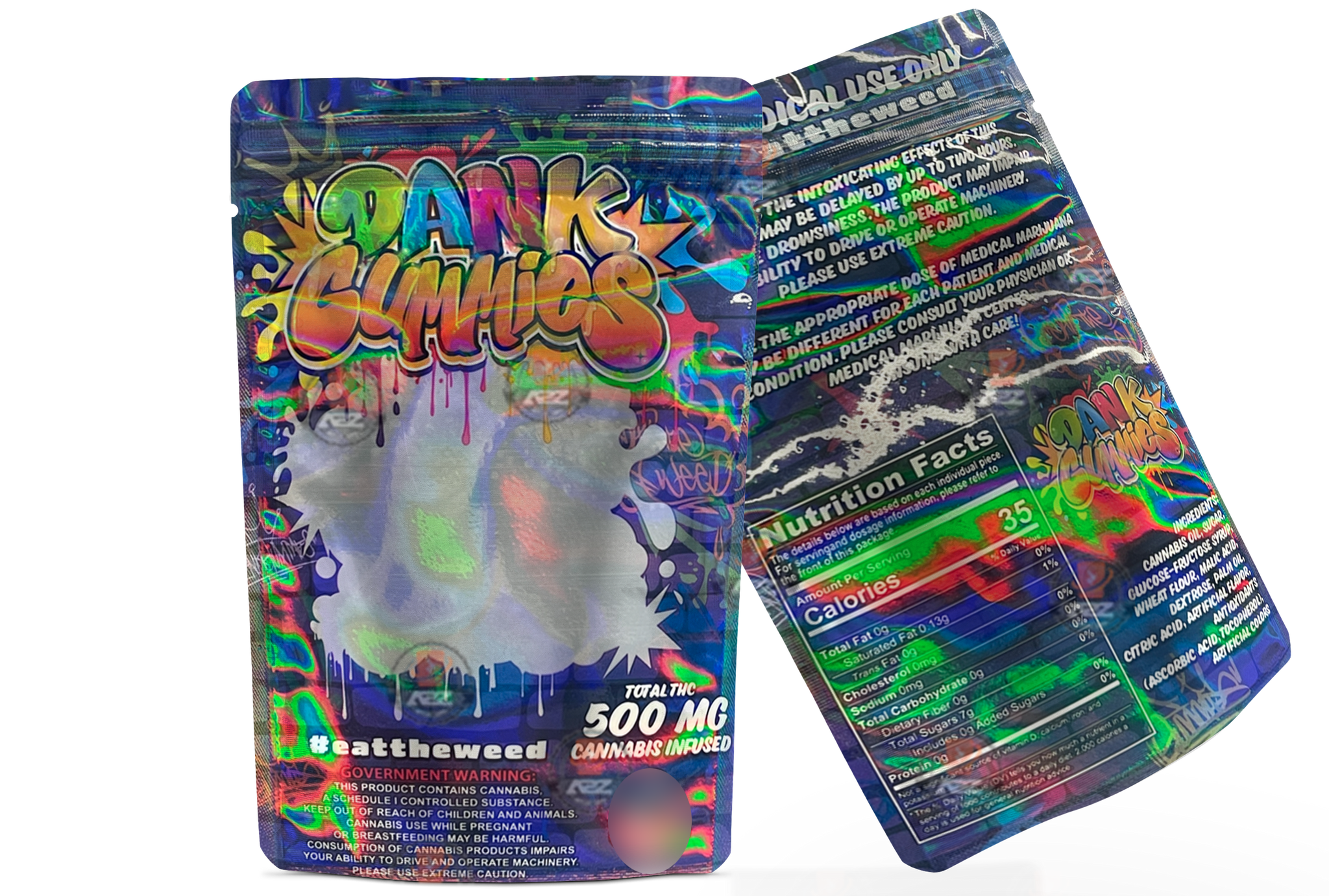 Dank Gummies 500mg Mylar Bag Purple-Packaging Only