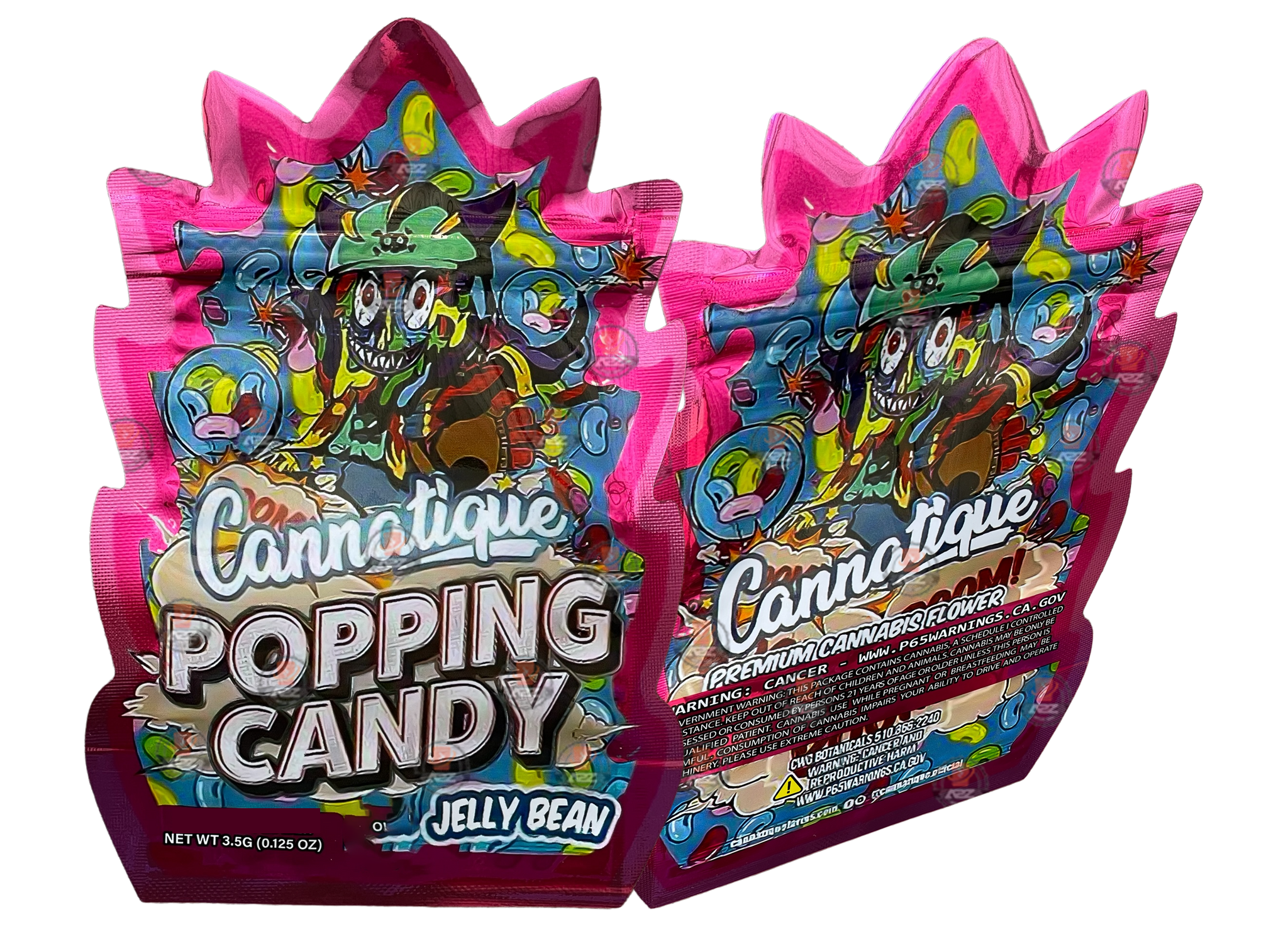 Cannatique Popping Candy Mylar Bag 3.5G Holographic Cut out