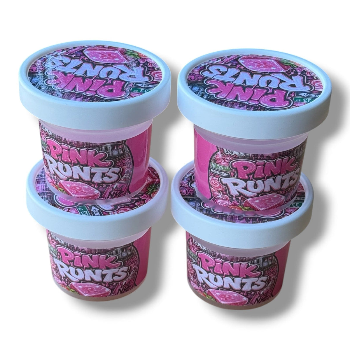 Pink Runts Ice Cream Style 3.5G Plastic Jars with Display Boxes – Packaging Only