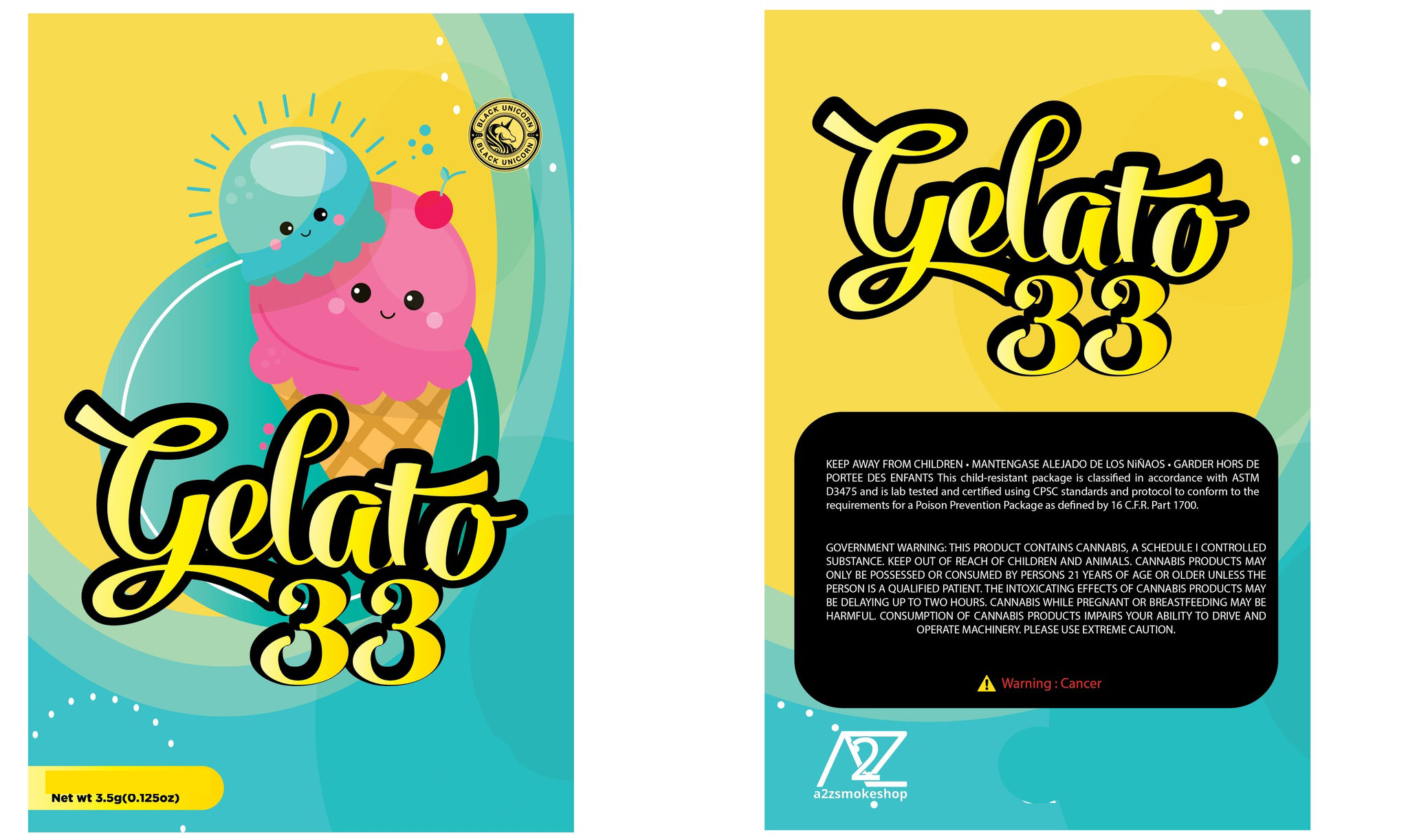 Black Unicorn - Gelato 33 Mylar bag 3.5g For Flower