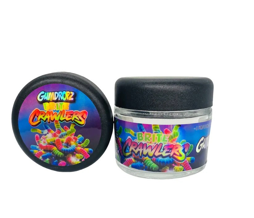 Brite Crawlers Gumdropz Sprinkelz 3.5g Glass Jars with Holographic Stickers