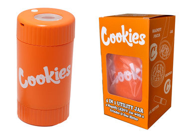 Cookies Mag Jar with Grinder -Airtight storage stash container led magnifying jar(Orange)