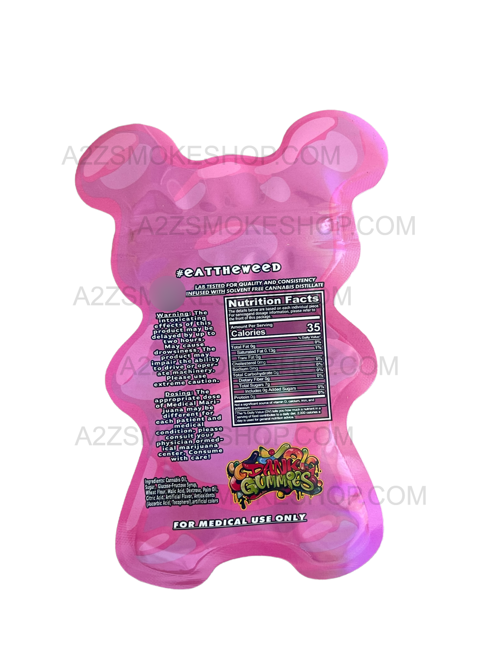 Dank Gummies Cut out 500mg Mylar Bag with window Pink- Packaging Only