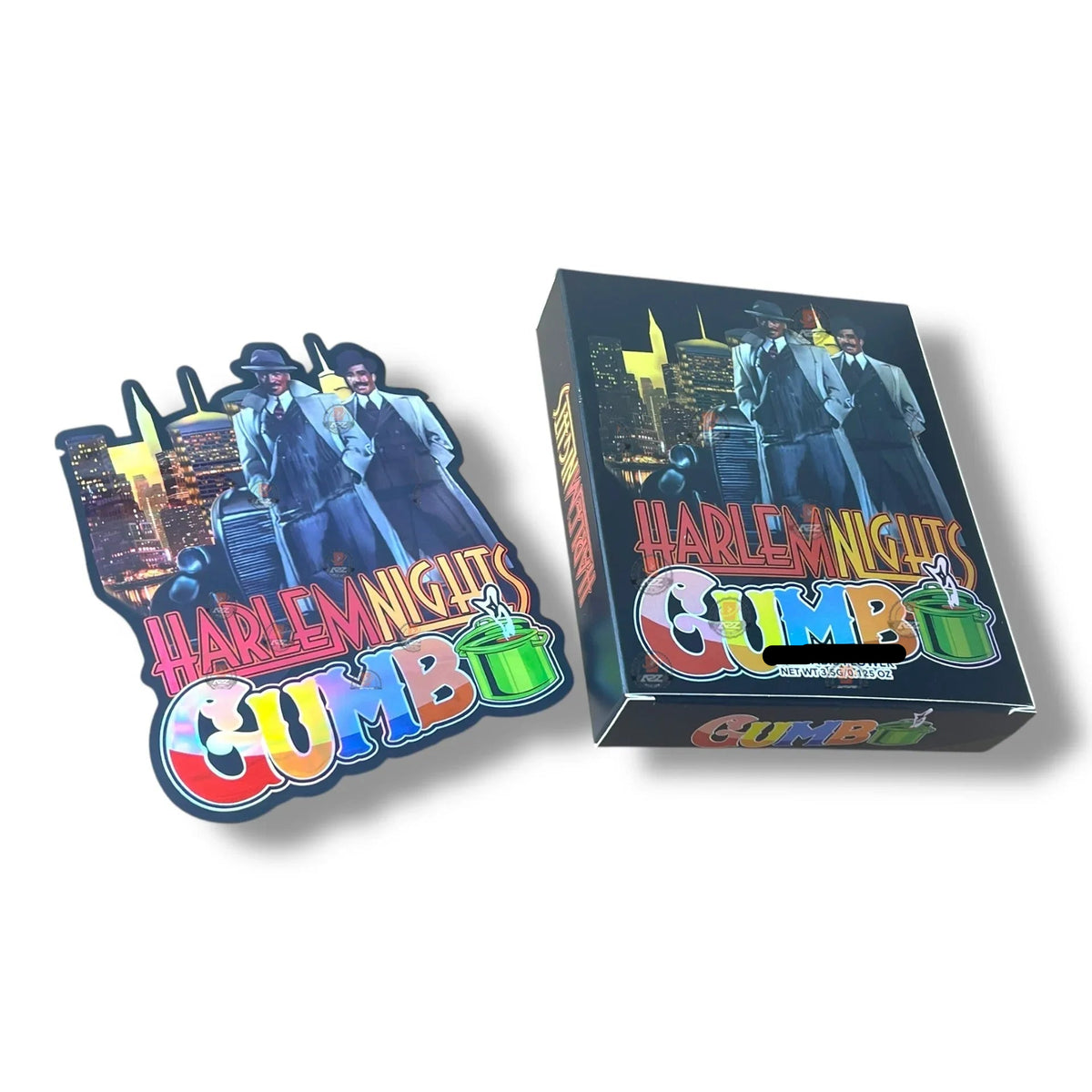 Harlem Nights Gumbo Mylar Bags with Boxes 3.5g Box Packaging - Black Unicorn Hub