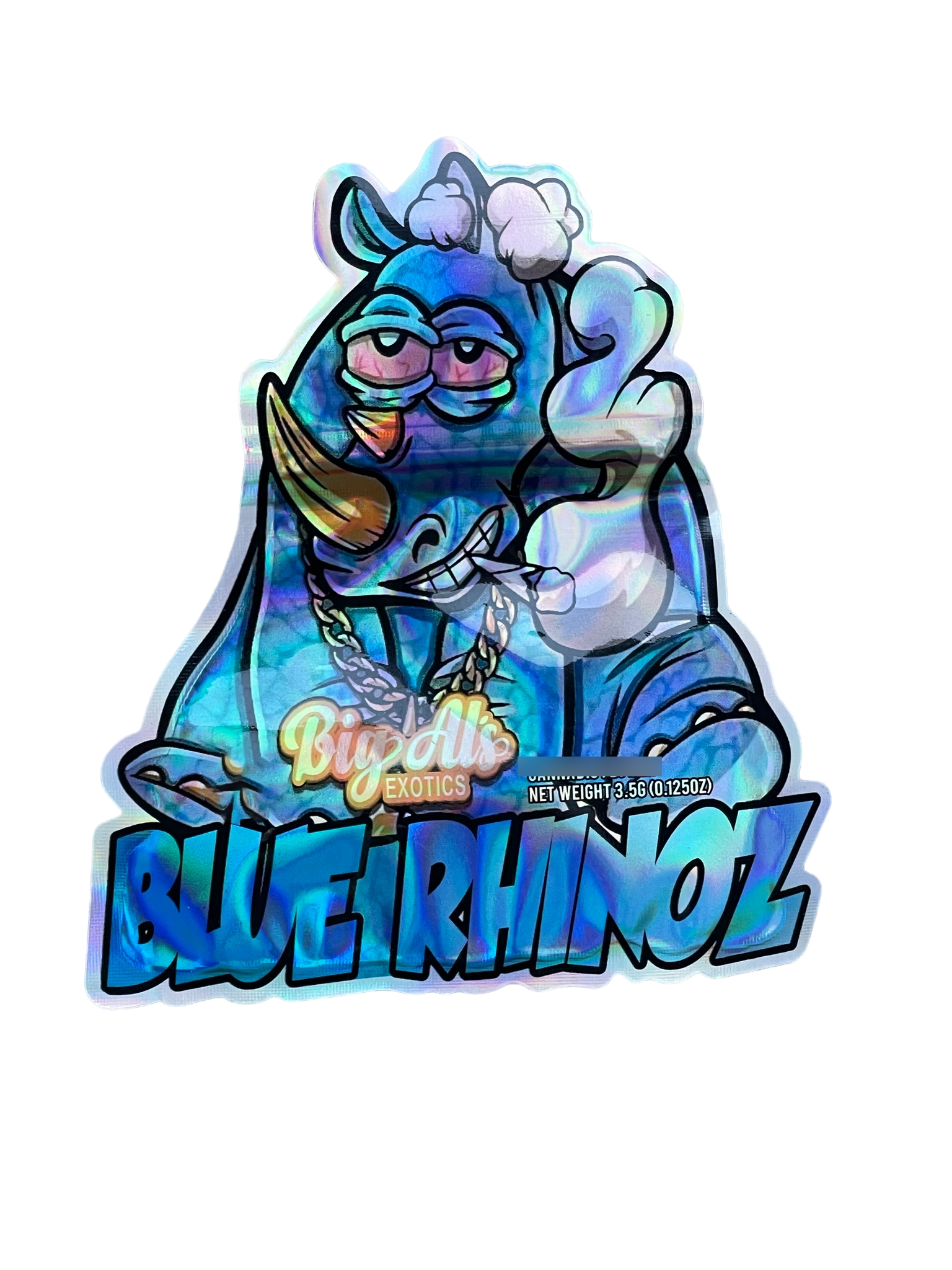 Blue Rhinoz Mylar Bags 3.5g Die Cut Big Als Exotics