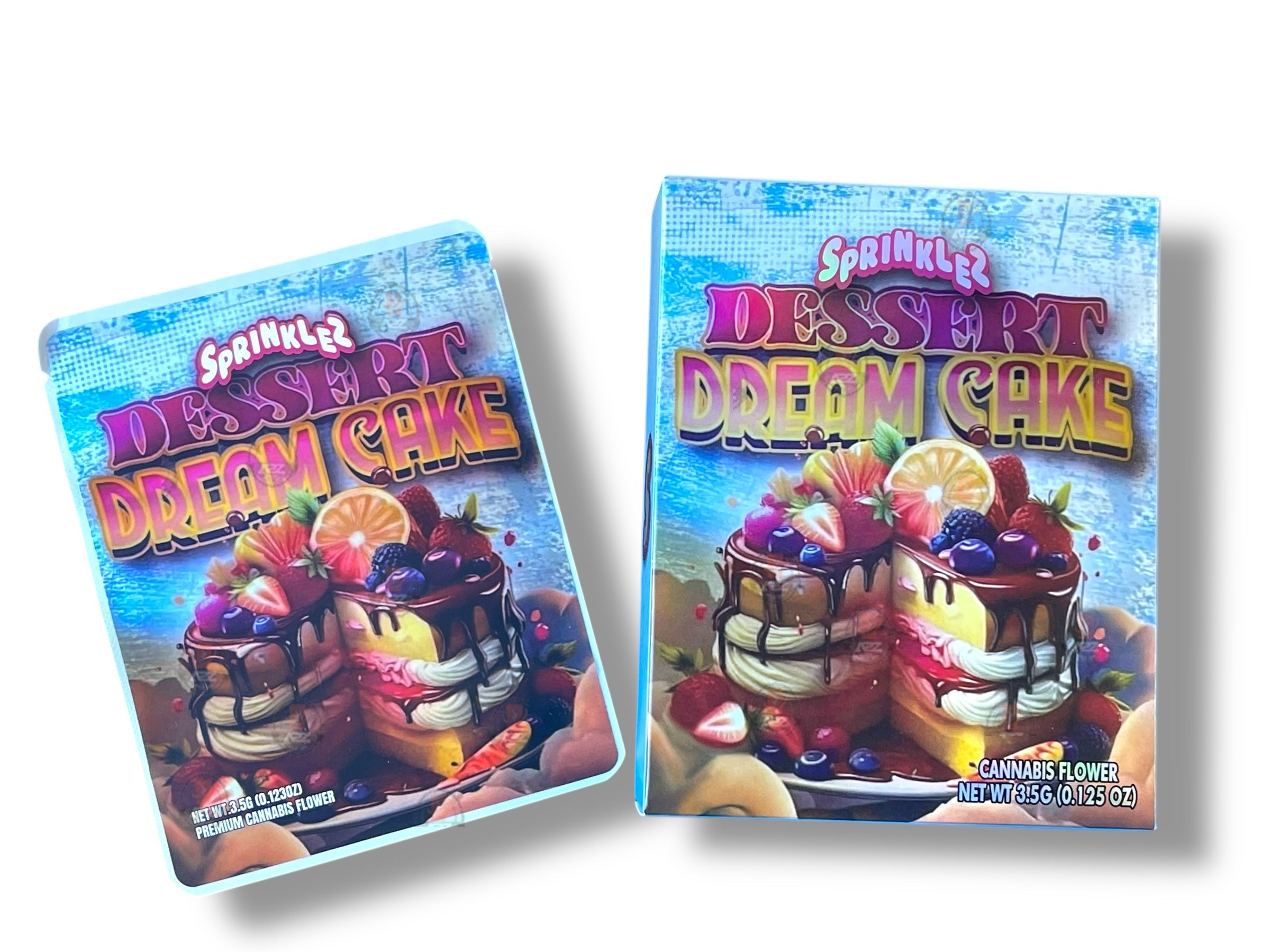 Sprinklez Dessert Dream Cake Mylar Bags with Boxes 3.5g Box Packaging With stickers and label