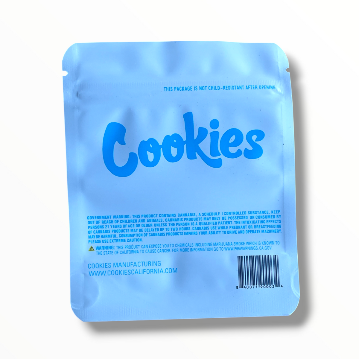 Cookies Snow Man Mylar Bags 3.5 Grams Smell Proof Resealable Bags w/ Holographic Authenticity Stickers