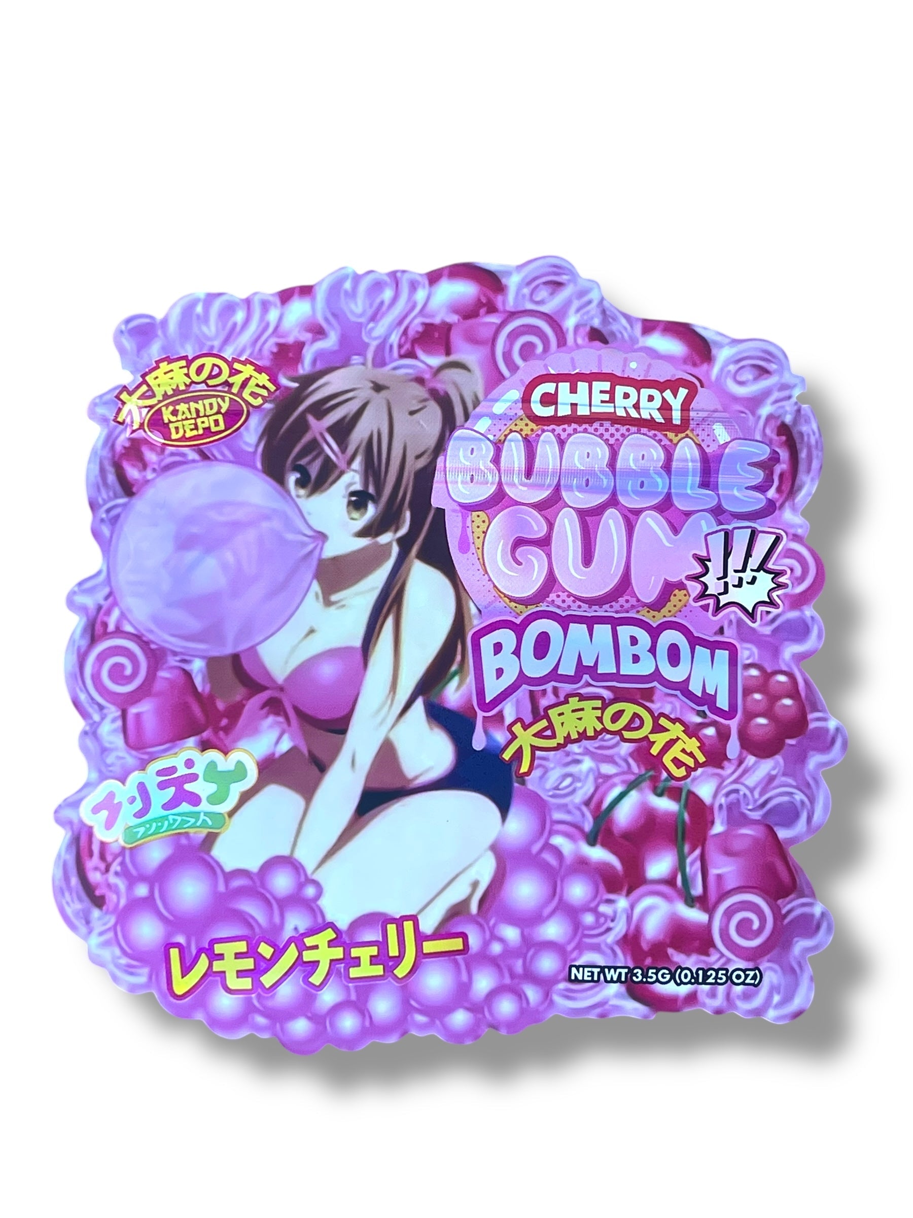Kandy Depo Cherry Bubblegum Bomobom Mylar Bag 3.5g shape bag