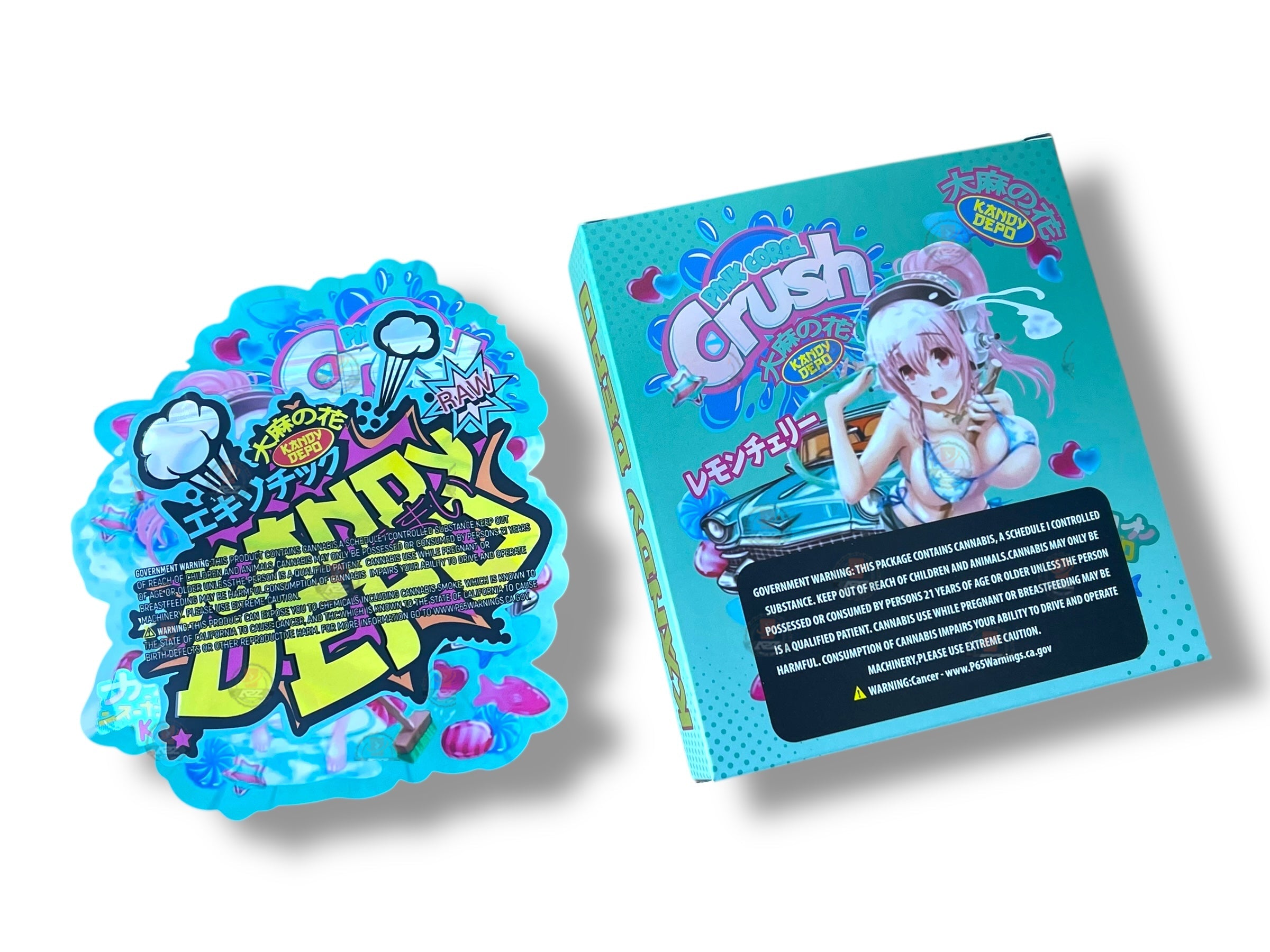 Pink Coral Crush Kandy Depo Mylar Bags with Boxes 3.5g Box Packaging