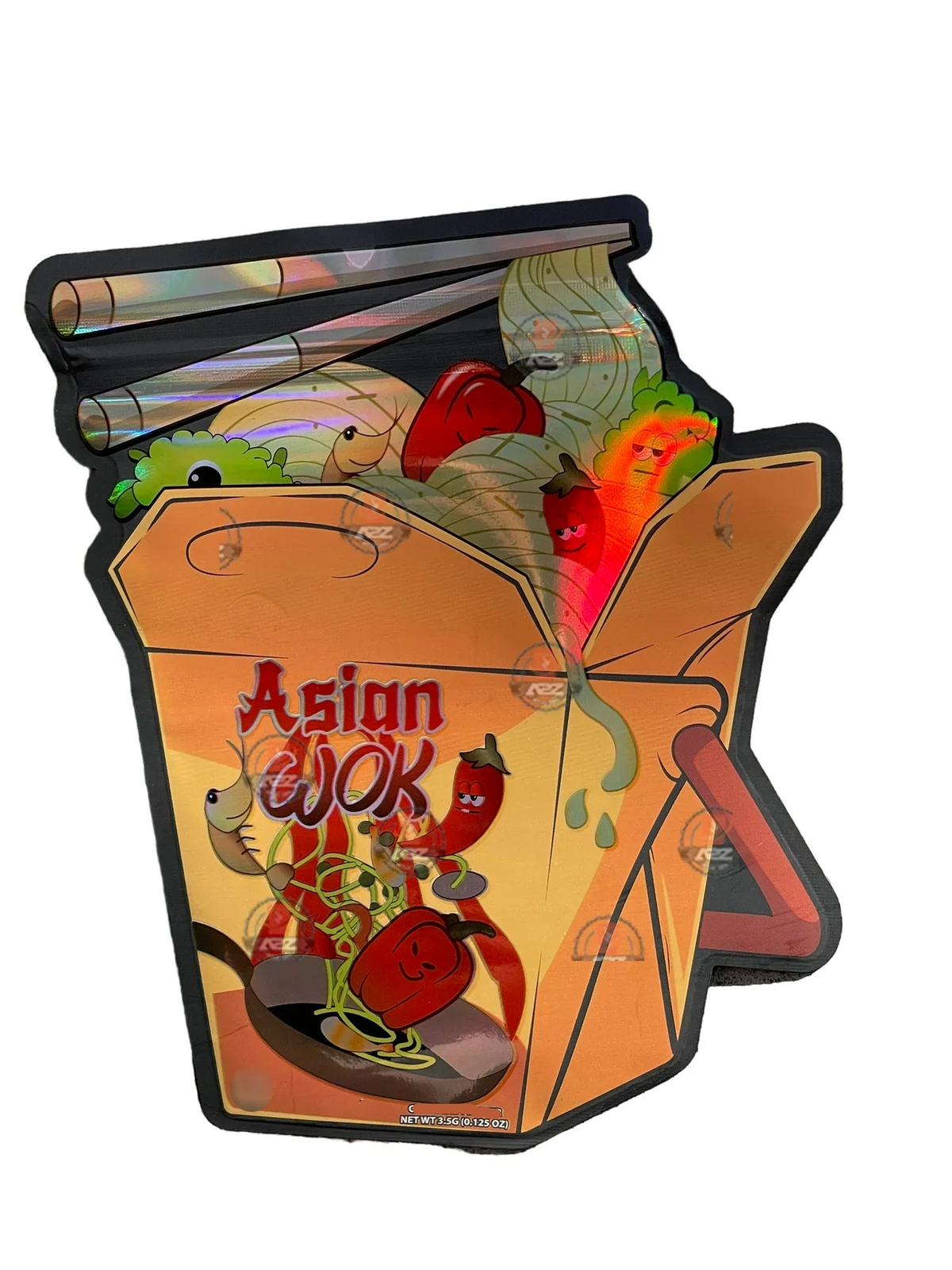 Asian Wok 3.5 grams Juice Box Mylar Bag Holographic - Black Unicorn Hub