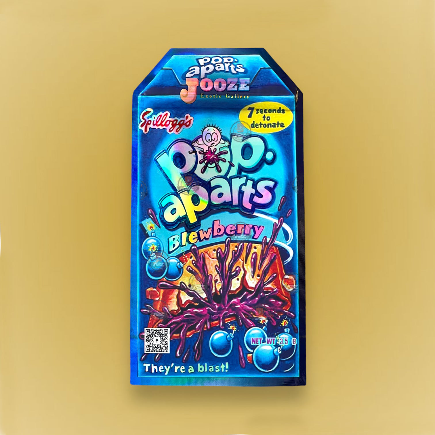 Pop Aparts Blewberry 3.5G Mylar Bags-Jooze Exotic Gallery - Blueberry Cut Out-Holographic