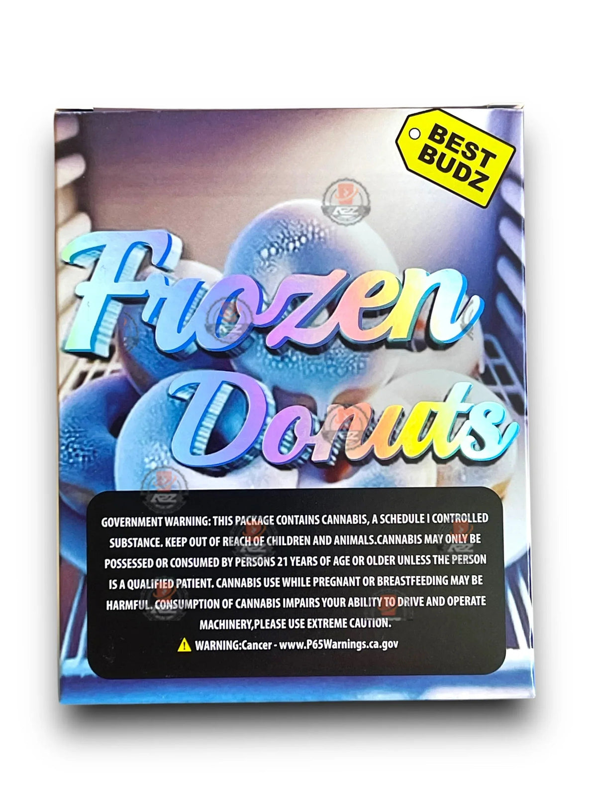 Best Budz Frozen Donuts Mylar Bags with Boxes 3.5g Box Packaging Holographic - Black Unicorn Hub