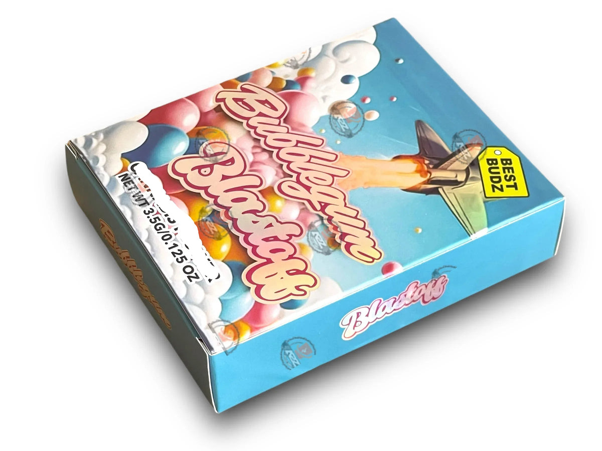 Best Budz Bubblegum Blastoff Mylar Bags with Boxes 3.5g Box Packaging Holographic - Black Unicorn Hub