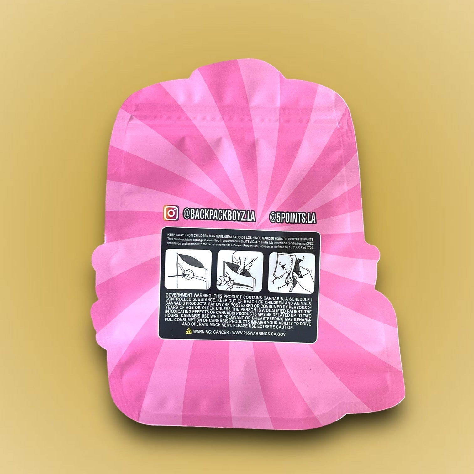 Backpack Boyz Lemon And Cherriez 3.5 G Myar Bag- X Zcube Die Cut- Backpack Shape