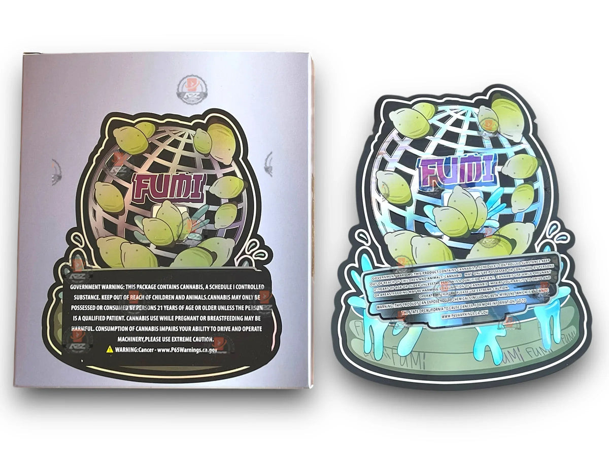 Fumi Globe Sesh Mylar Bags with Boxes 3.5g Box Packaging Holographic - Black Unicorn Hub