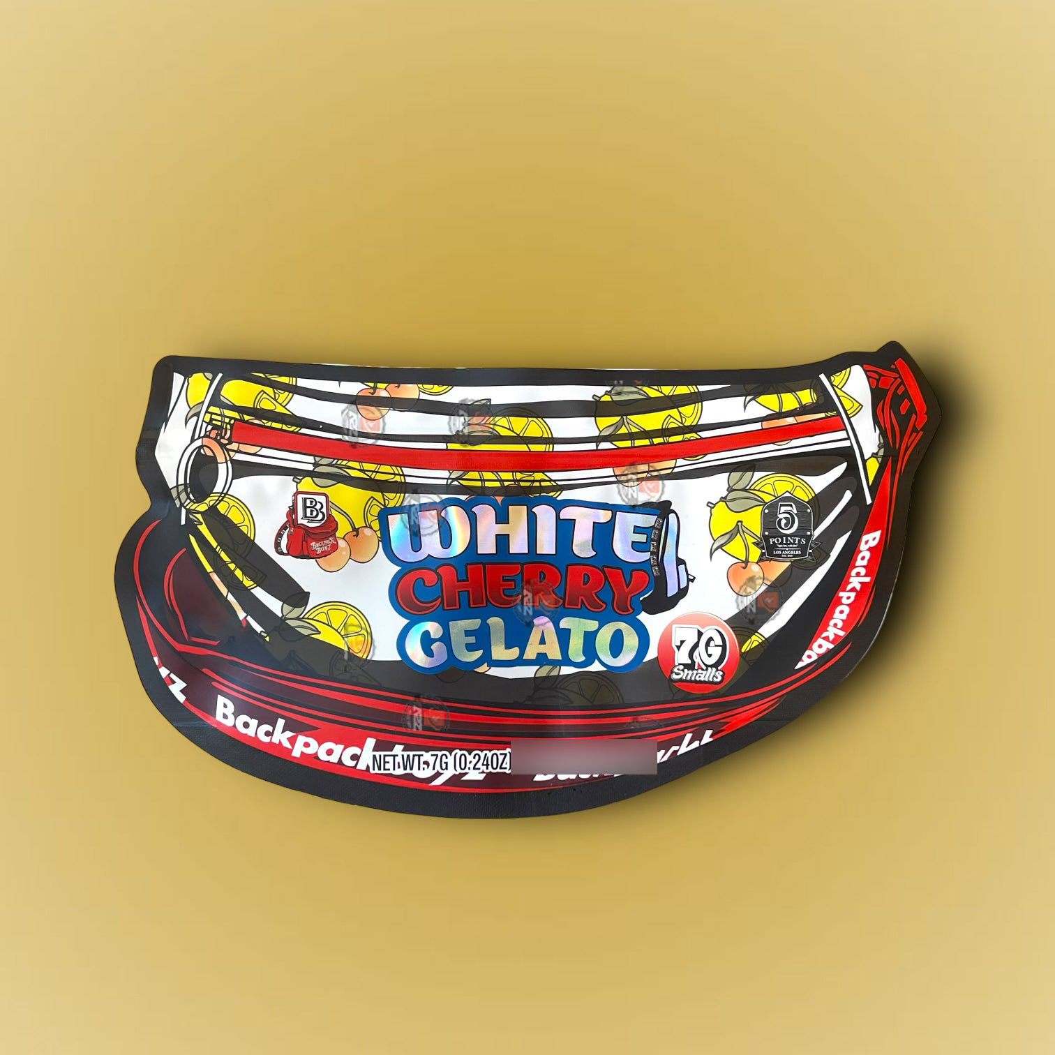 White Cherry Gelato 7 G Mylar Bags Backpack Boyz