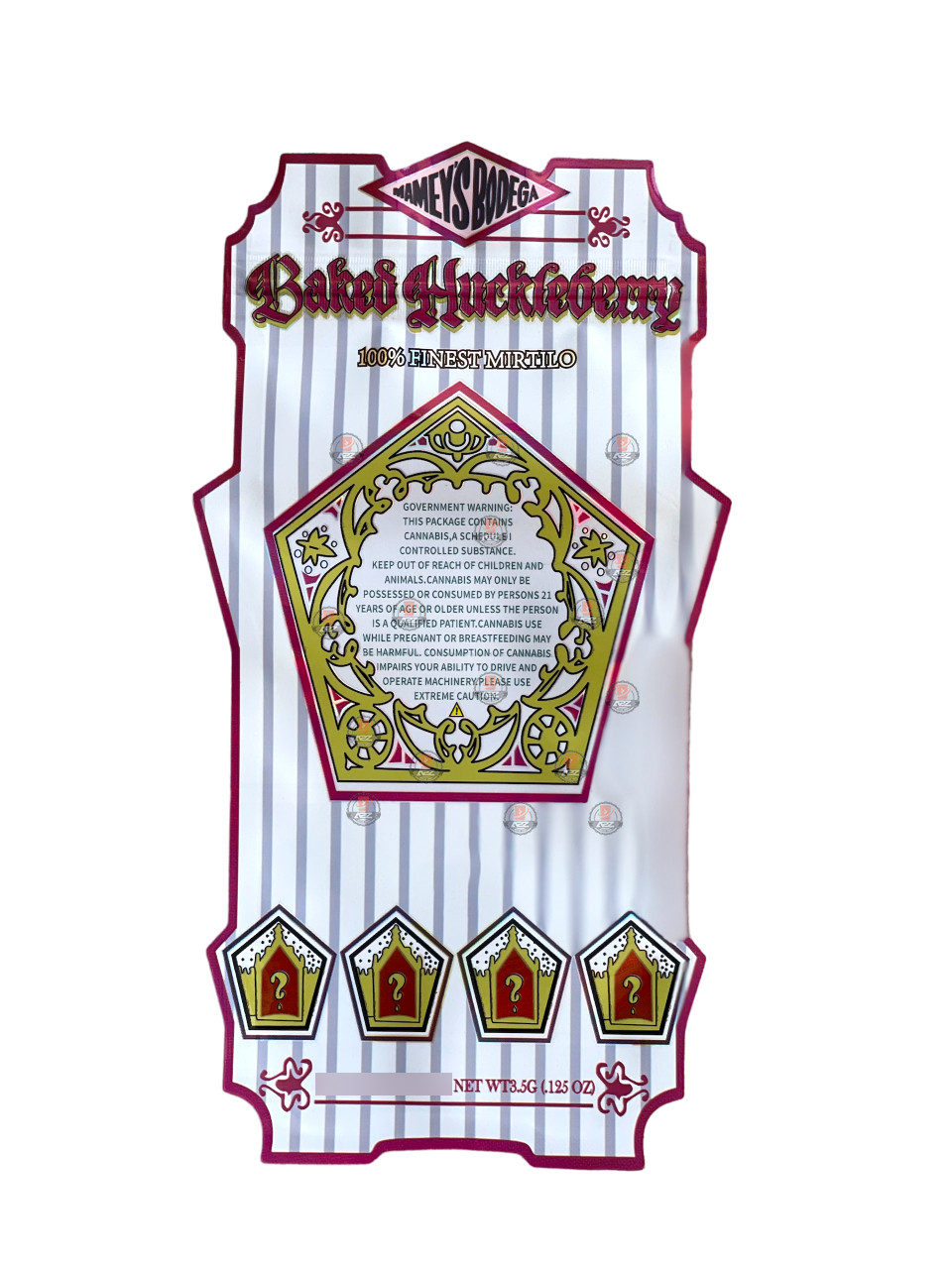 Mamey's Baked Huckleberry Bodega cut out Holographic Mylar zip lock bag 3.5G