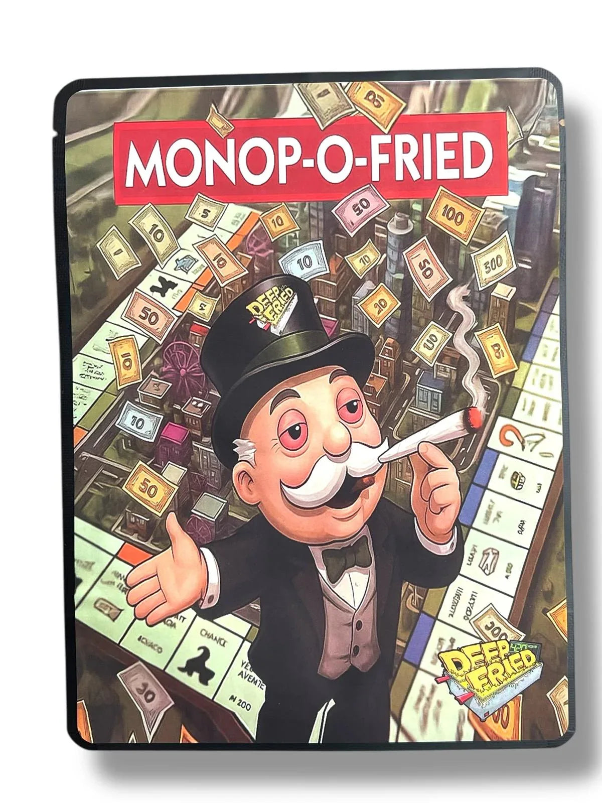 Deep Fried Monop-O-Fried Combo Sticker Mylar Bags | 16oz, 1oz & 3.5g - Black Unicorn Hub