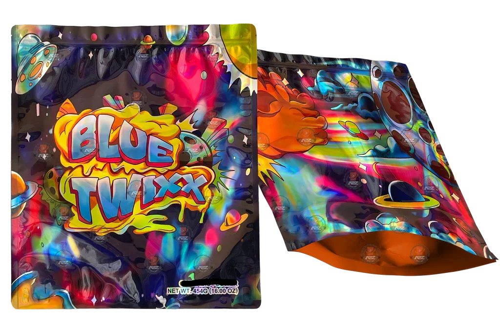 Blue Twix Mylar Bag (Large) 1 LBS - 16OZ (454g) Pound Bag Holographic - Black Unicorn Hub