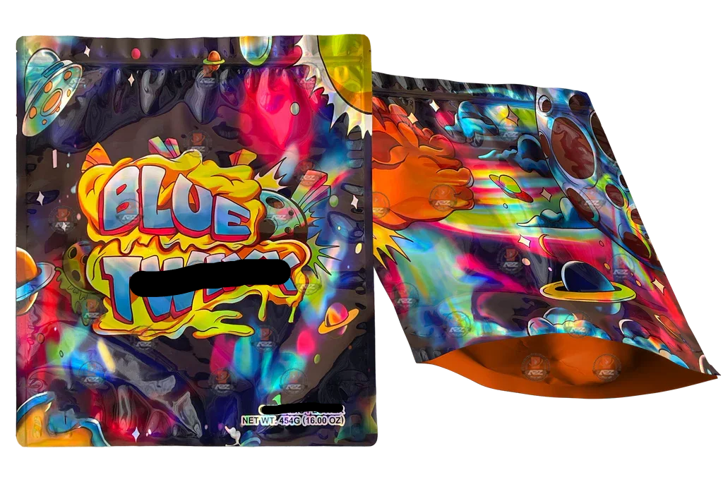 Blue Twix Mylar Bag (Large) 1 LBS - 16OZ (454g) Pound Bag Holographic - Black Unicorn Hub