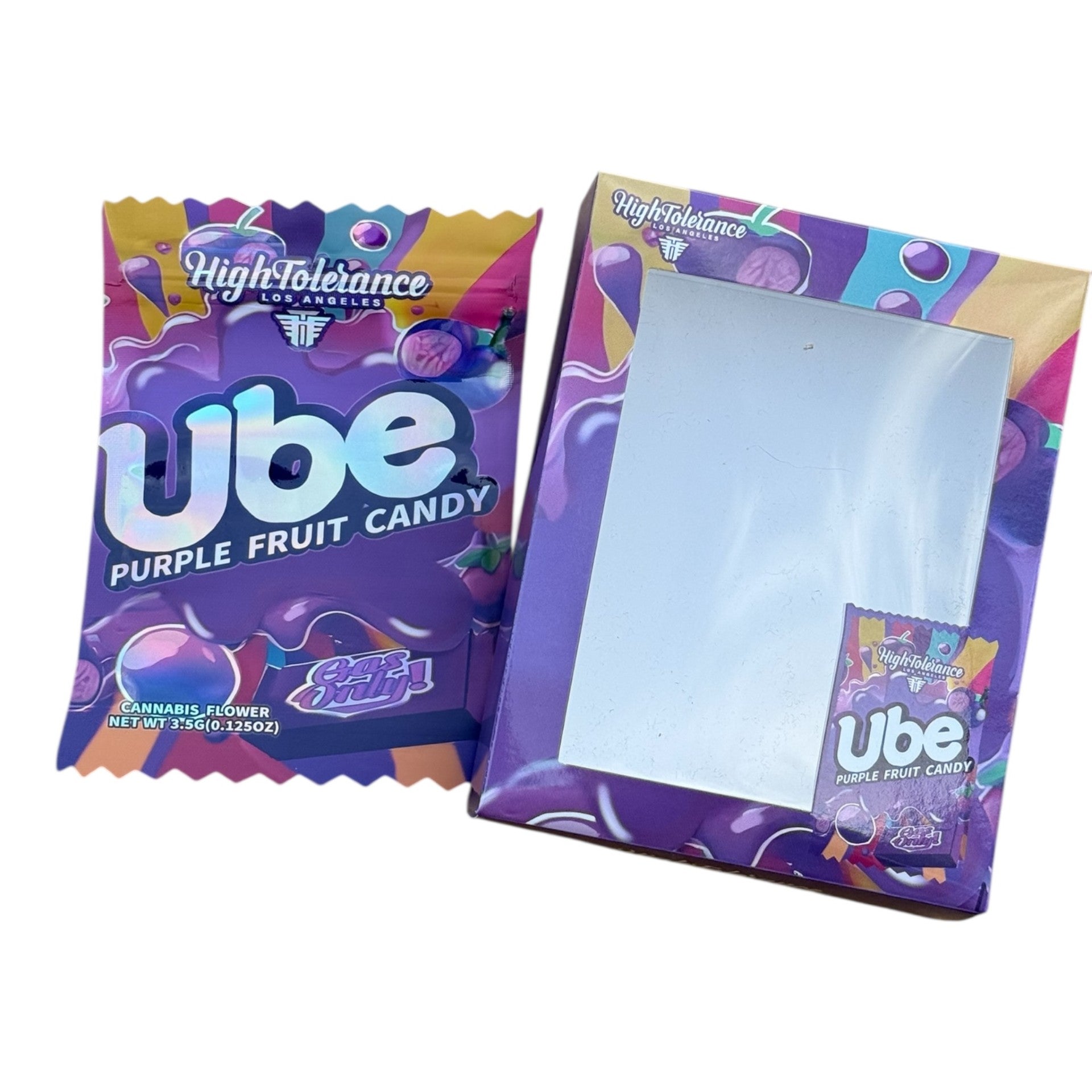 UBE Purple Fruit Candy 3.5g Mylar Bags & Boxes with Window