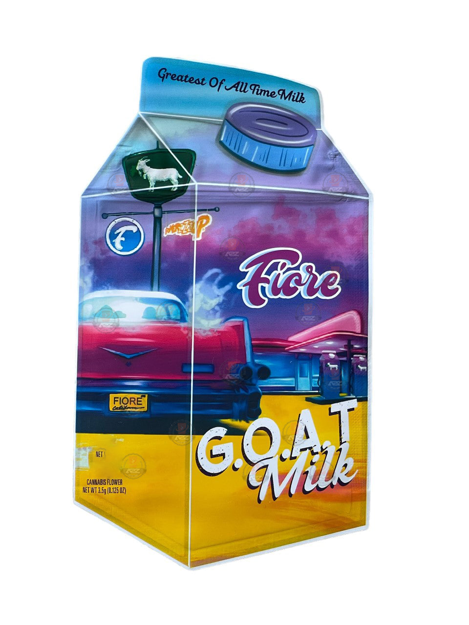 Goat Milk Mylar Bag 3.5g Fiore cut out Glossy