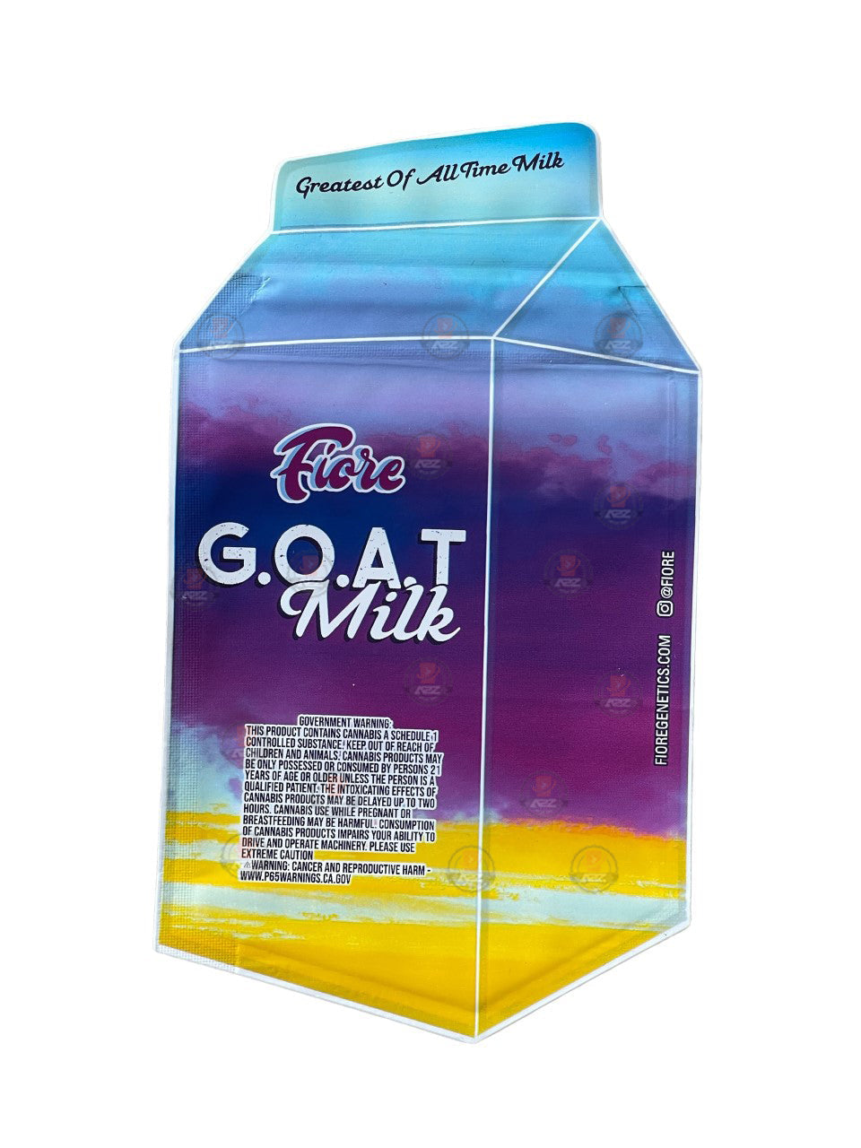 Goat Milk Mylar Bag 3.5g Fiore cut out Glossy