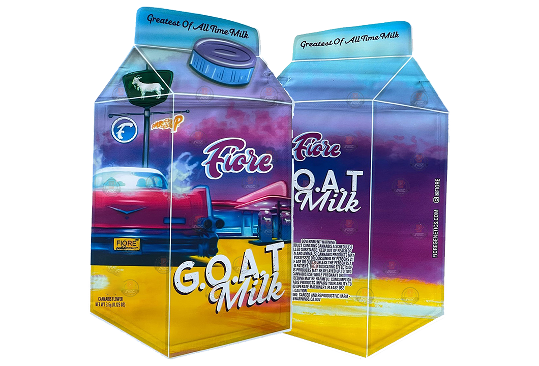 Goat Milk Mylar Bag 3.5g Fiore cut out Glossy