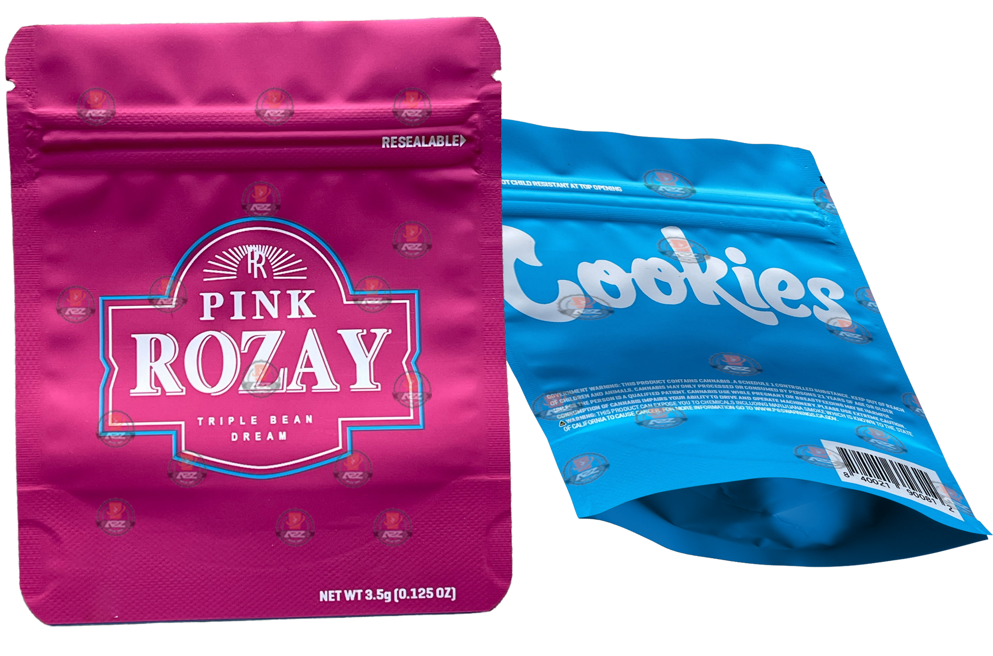 Cookies Pink Rozay Mylar Bags 3.5 Grams Smell Proof Resealable Bags w/ Holographic Authenticity Stickers