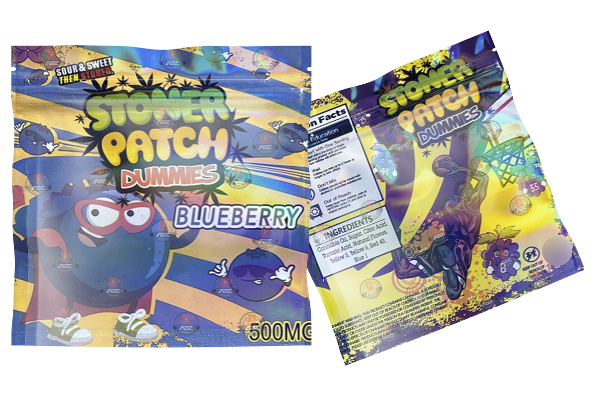 Stoner Patch Dummies Blueberry Gummies 500mg Mylar bags Packaging Only