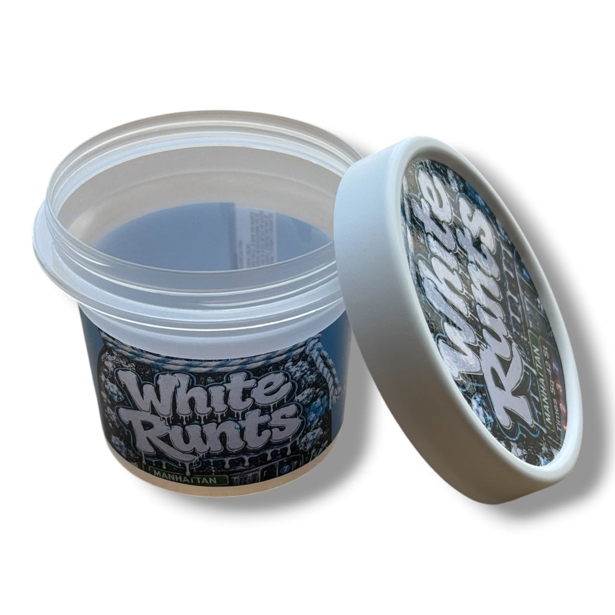 White Runts Ice Cream Style 3.5G Plastic Jars with Display Boxes – Packaging Only
