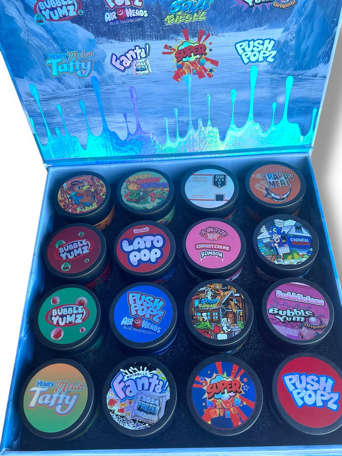 Variety Pack Glass Jars - Varity Pack 16 Flavors in box Empty Jars
