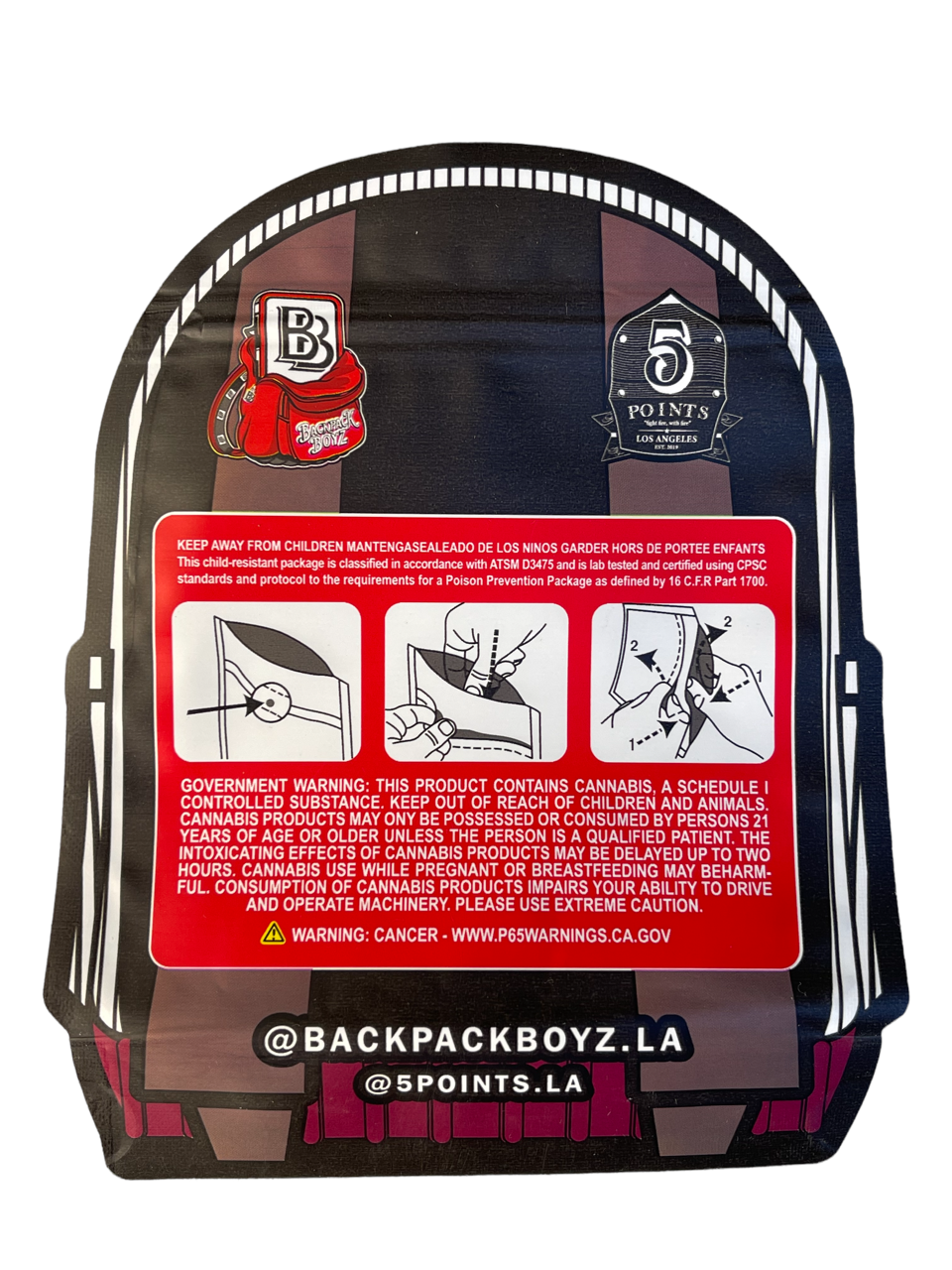 Backpack Boyz Lemon Cherry Gelato cut out Mylar zip lock bag 3.5G