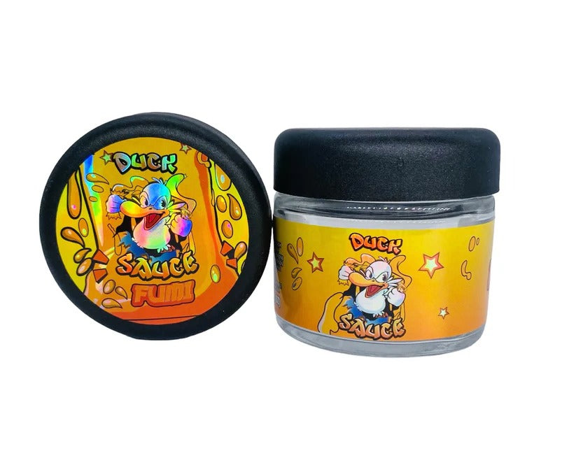 Duck Sauce 3.5g Glass Jars with Holographic Stickers