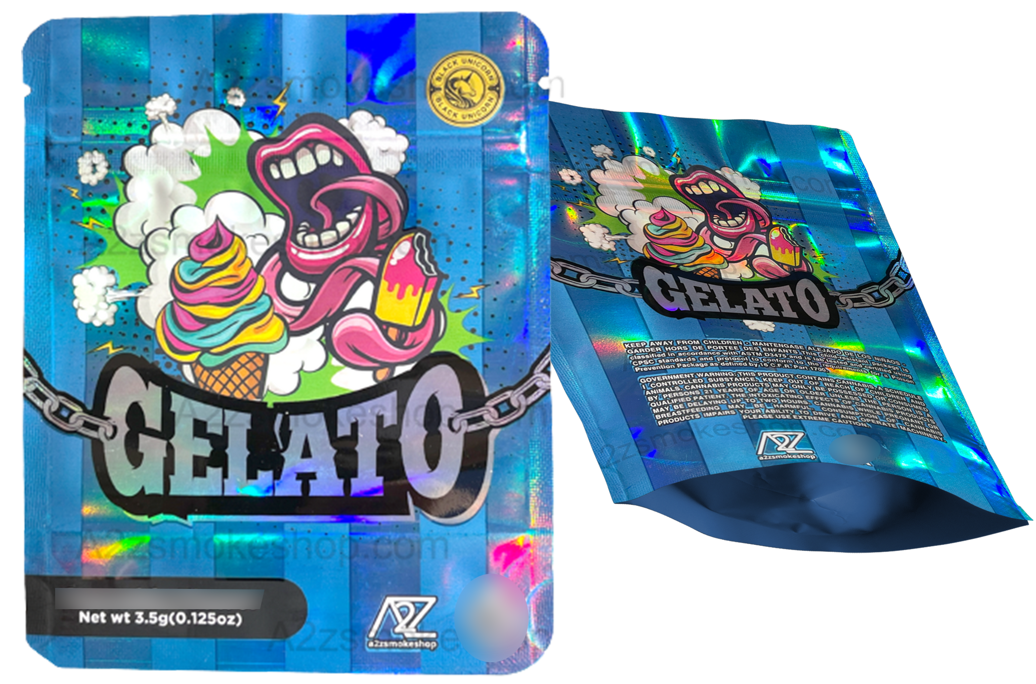 Black Unicorn - Gelato Holographic Mylar bag 3.5g  For Flower