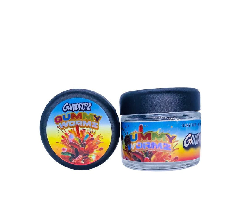 Gummy Wormz Sprinkelz 3.5g Glass Jars with Holographic Stickers