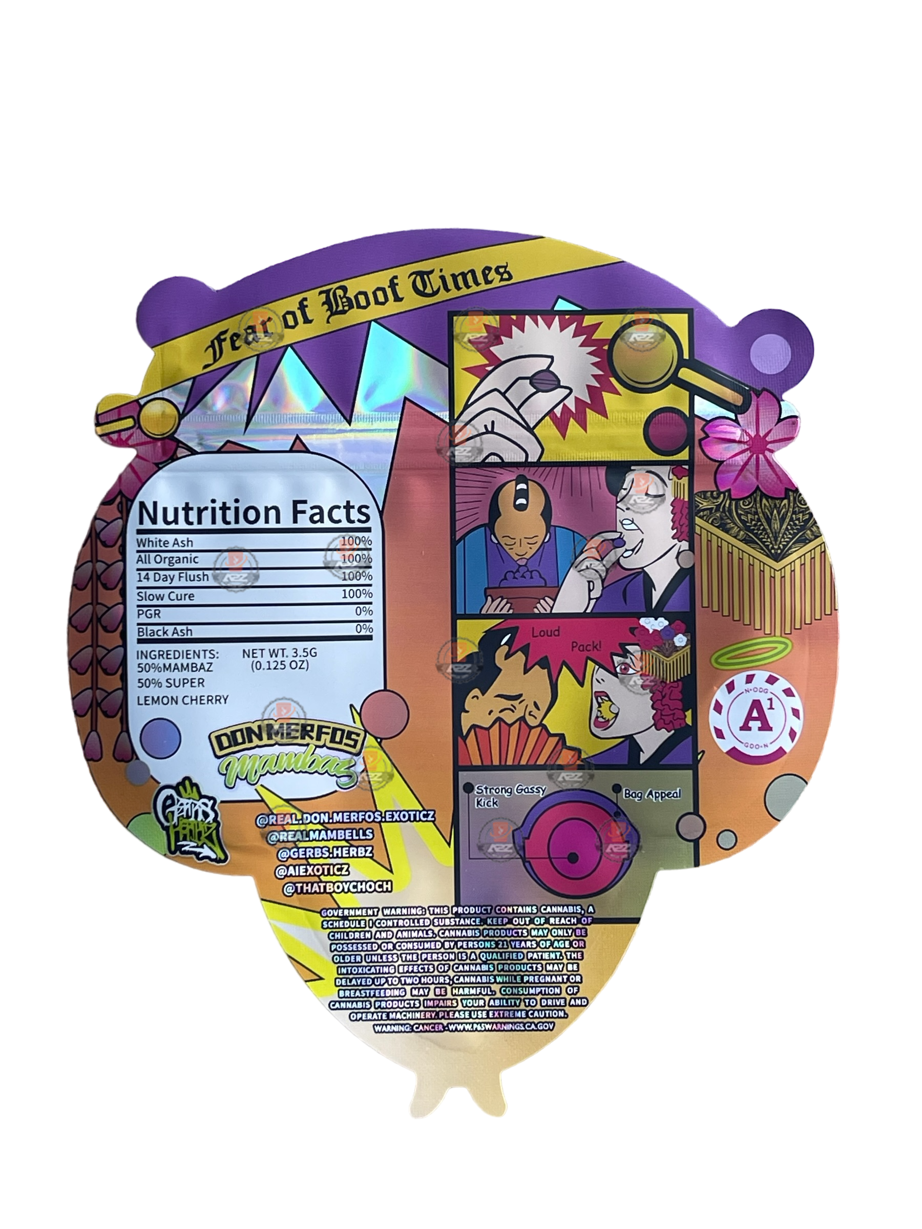 Super Mambaz 3.5G Mylar Bag - Cut out zip lock bag