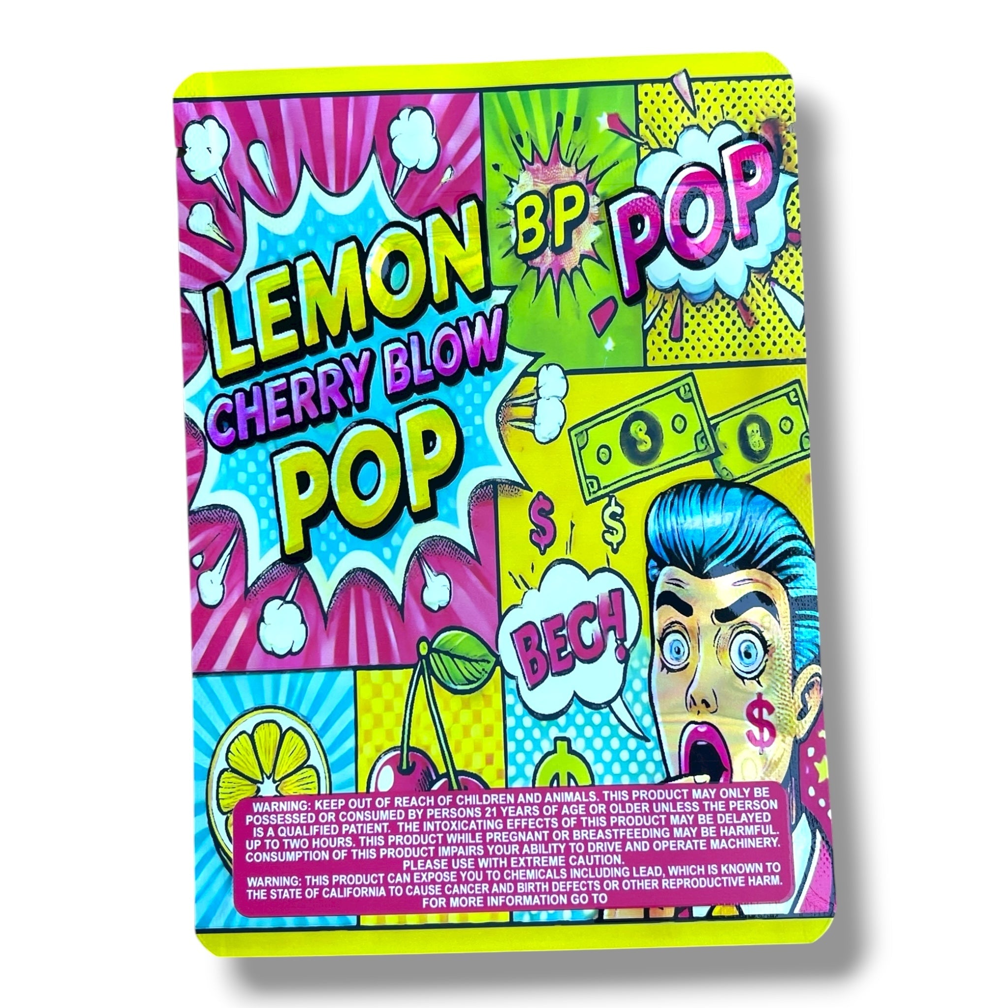 Lemon Cherry Blow Pop 7G to 14G Mylar Bags