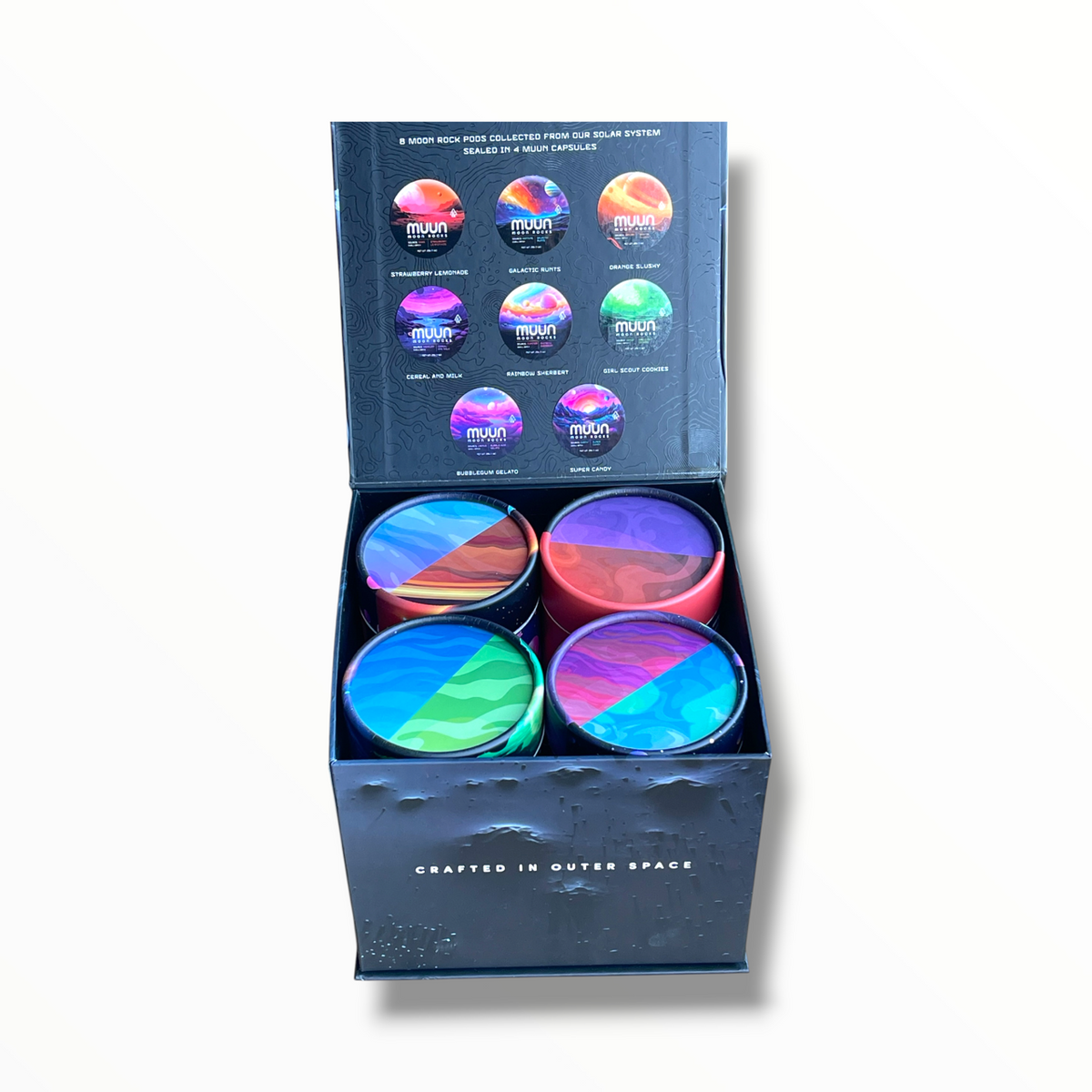 Muun Moon Rocks Min Strain Variety Pack 4 Muun Capsules - 16 Moon Rock Pods - Packaging Only