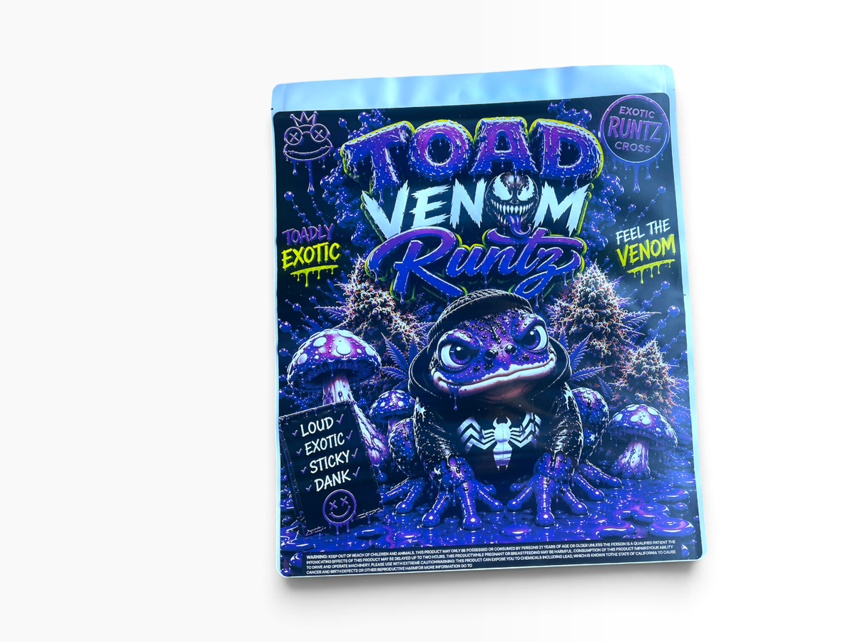 Toad Venom Runtz 1 lb Mylar Bag — Pre-Applied Graphic Sticker | Empty Packaging