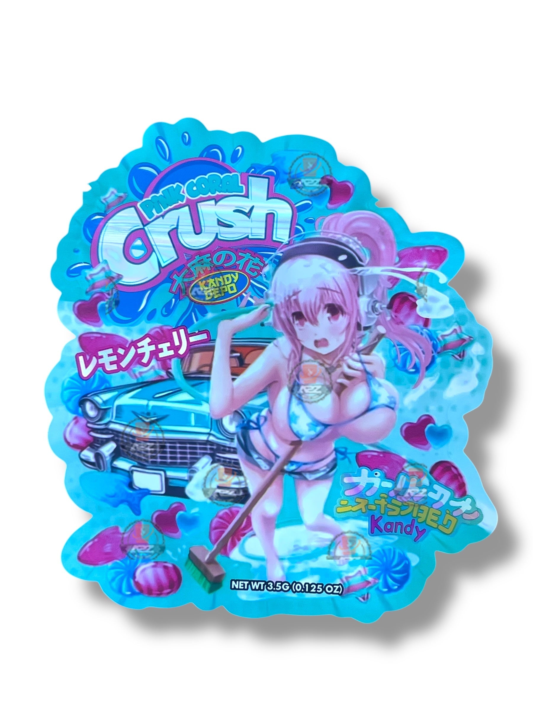 Kandy Depo Pink Coral Crush Mylar Bag 3.5g shape bag