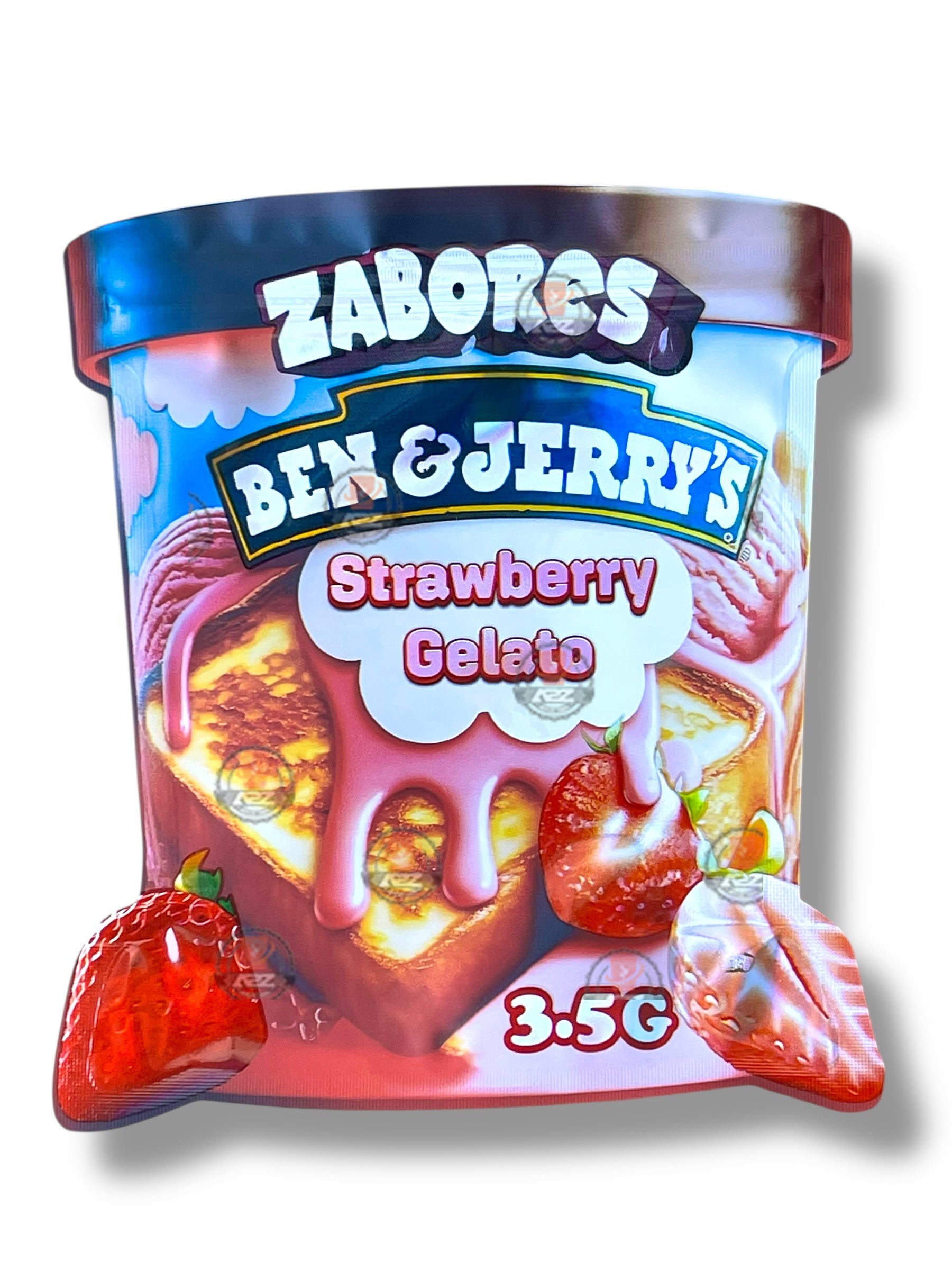 Zabores Strawberry Gelato Mylar Bag 3.5g shape bag
