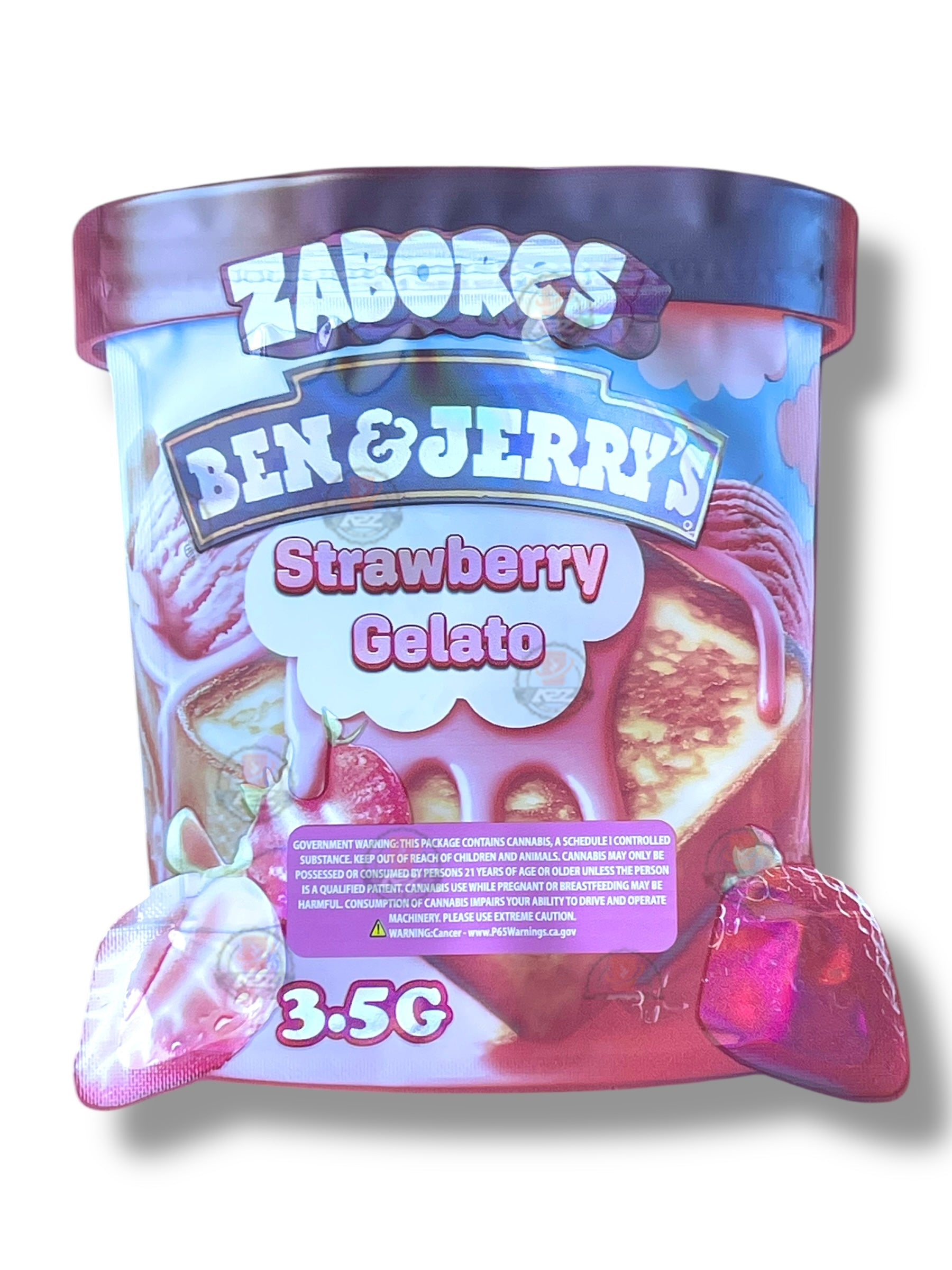 Zabores Strawberry Gelato Mylar Bag 3.5g shape bag