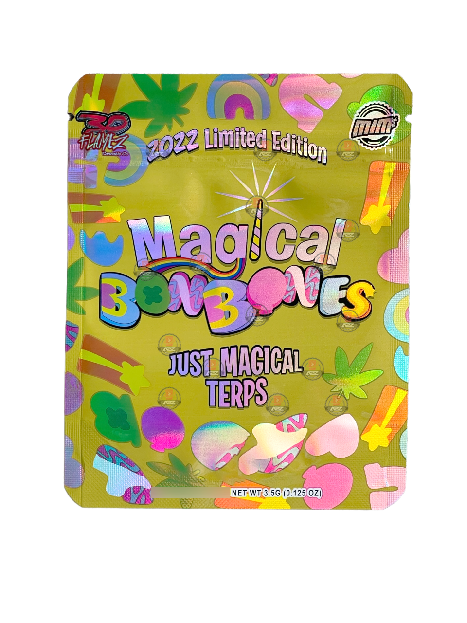 Magical Bonbones Cut Out Mylar Bags 3.5g Die Cut Holographic 30 Flamez Limited Edition