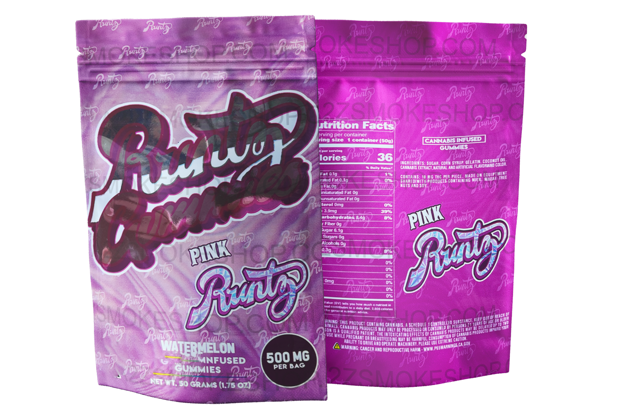 Gummies - Pink  Watermelon 500mg  Mylar Bag Packaging only