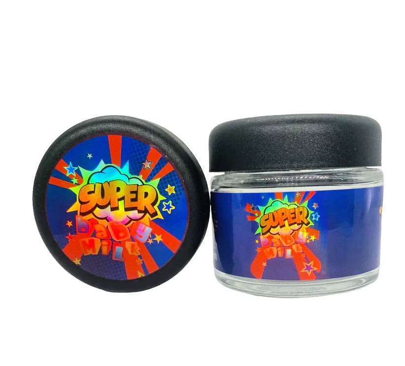 Super Baby Milk 3.5g Glass Jars with Holographic Stickers