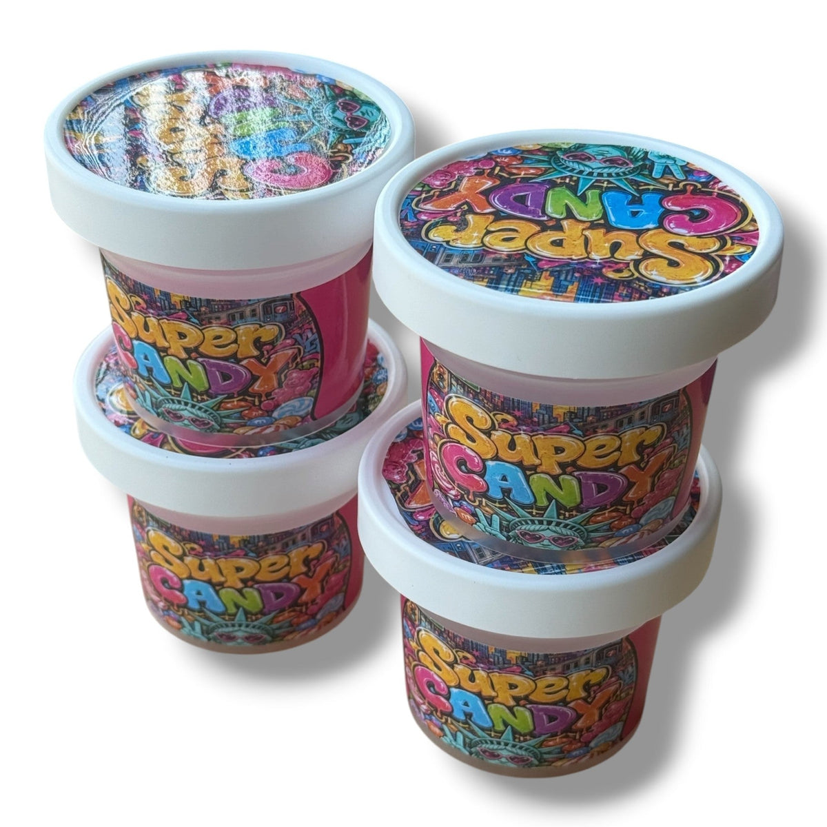 Super Candy Ice Cream Style 3.5G Plastic Jars with Display Boxes – Packaging Only