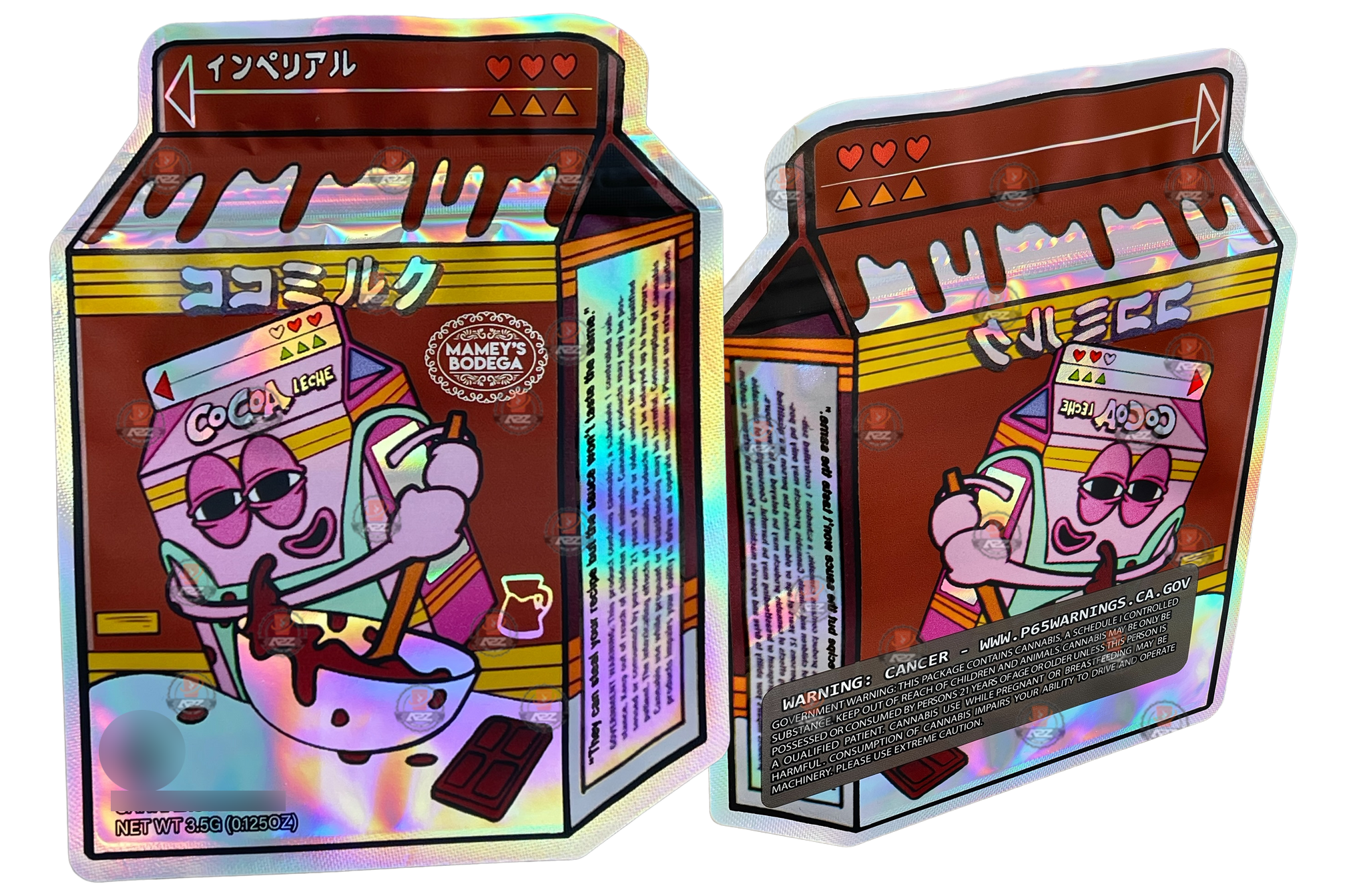 Mamey's Bodega Cocoa Leche cut out Mylar zip lock bag 3.5G Milk Cart