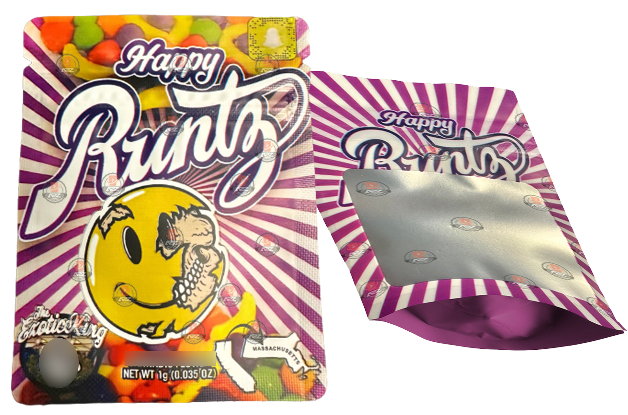 Happy Runtz 1 Gram Mylar bags with window - Packaging Only